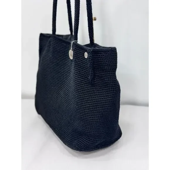 The Sak Black Crochet Shoulder Tote Bag - Picture 3 of 8